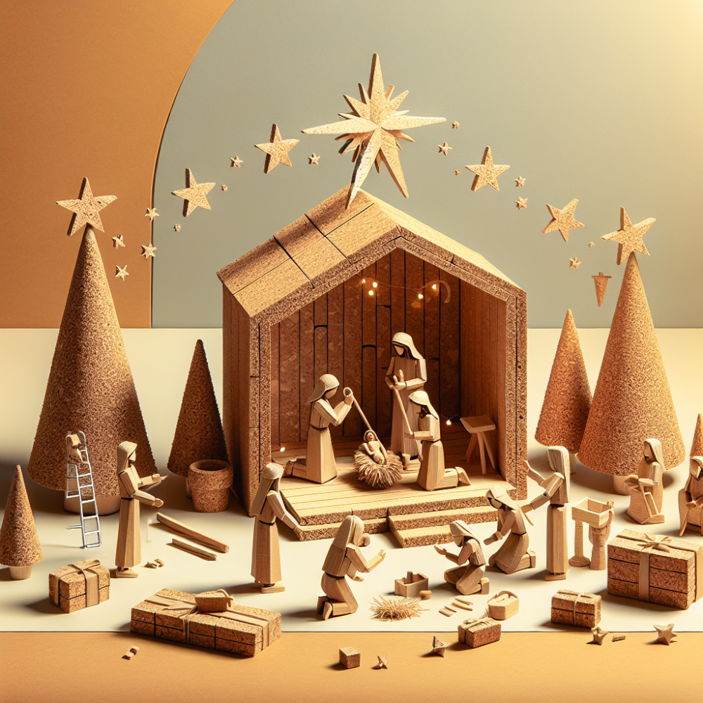 Montaje paso a paso de un belen en corcho para espacios pequenos