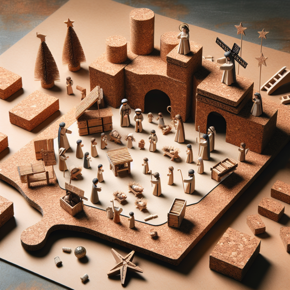 Montaje practico de un belen en corcho para espacios pequenos